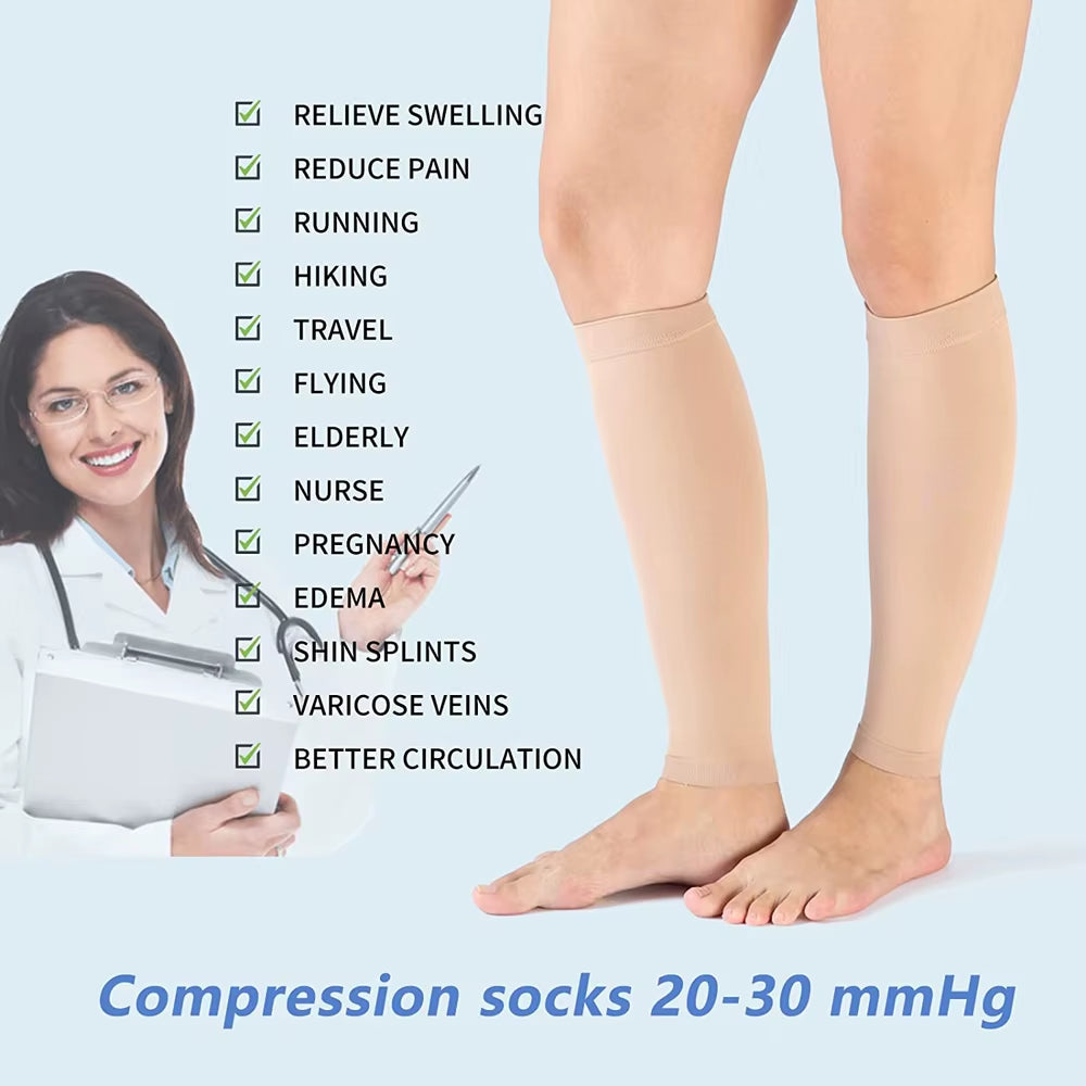 Medical Calf Compression Sleeve 30-40Mmhg Men Women Footless Calves Compression Sleeves Varicose Veins