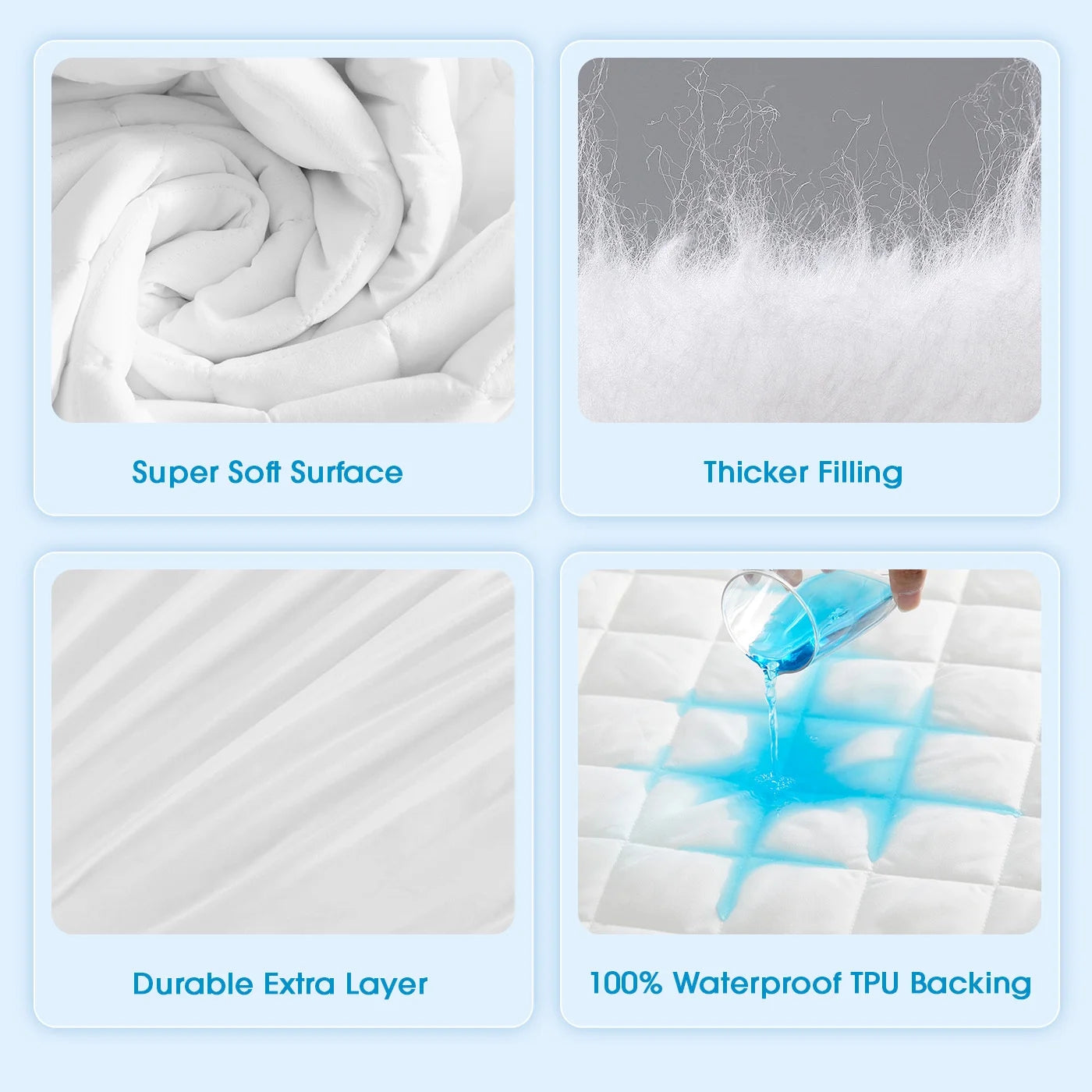 Full XL Mattress Protector Waterproof, Quilted Fitted Waterproof Mattress Pad with 8-21" Deep Pocket, Breathable Noiseless Fitted Sheet Mattress Cover, White