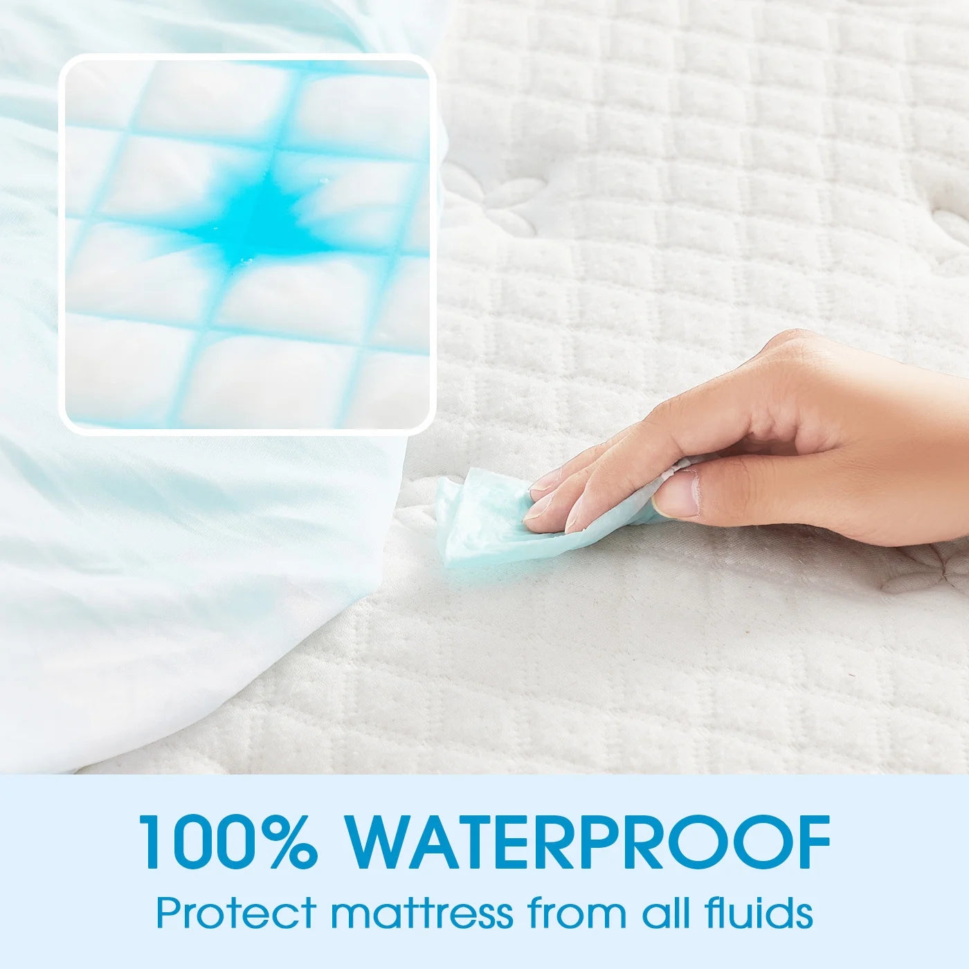 Full XL Mattress Protector Waterproof, Quilted Fitted Waterproof Mattress Pad with 8-21" Deep Pocket, Breathable Noiseless Fitted Sheet Mattress Cover, White
