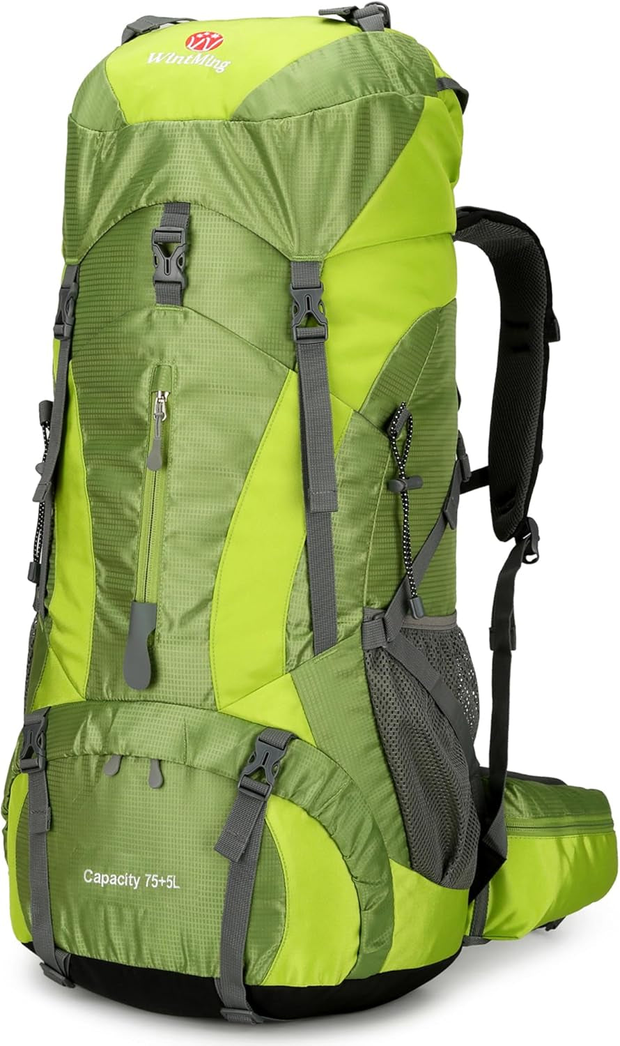 Wintming 75L Hiking Backpack with Rain Cover Waterproof Camping Backpack Shoes Warehouse for Men Women