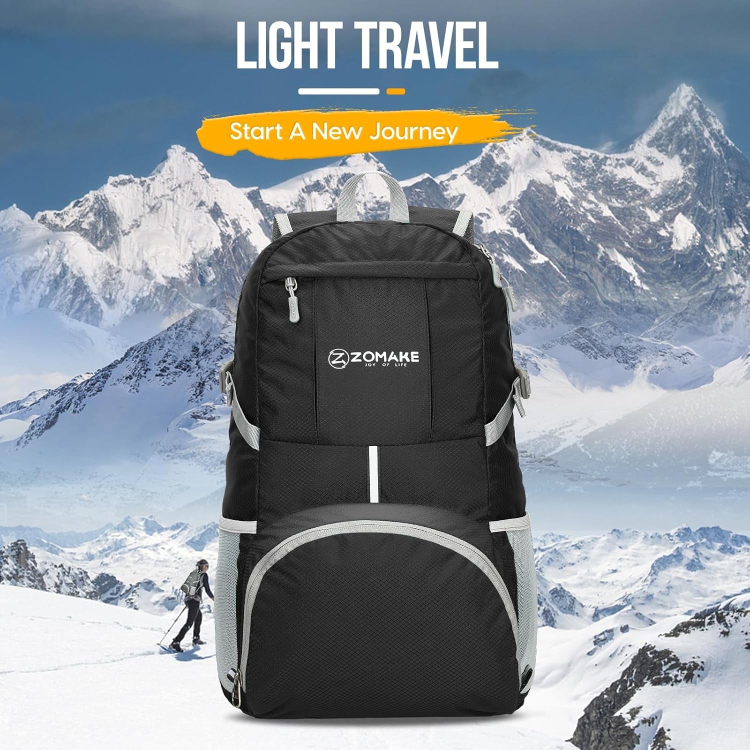 Lightweight Packable Backpack 35L, Light Foldable Backpacks Water Resistant Collapsible Hiking Bag, Compact Folding Day Pack for Travel Camping(Black)