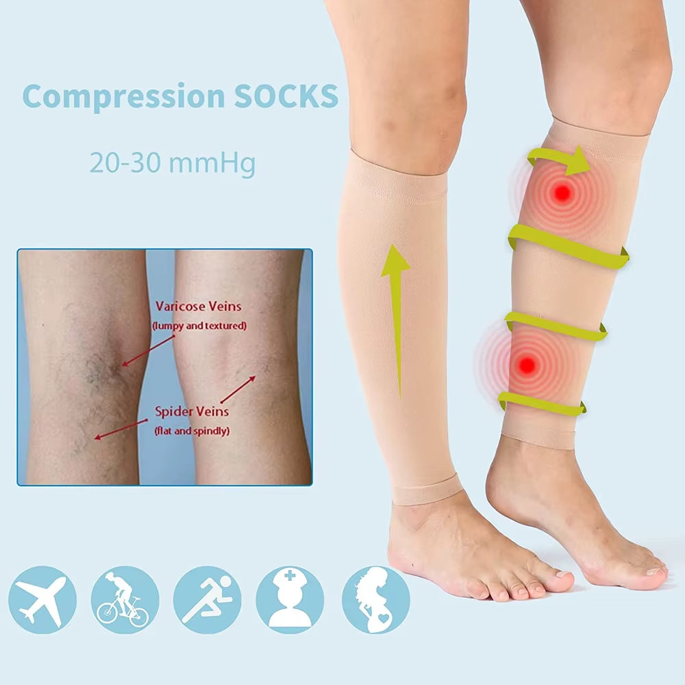 Medical Calf Compression Sleeve 30-40Mmhg Men Women Footless Calves Compression Sleeves Varicose Veins