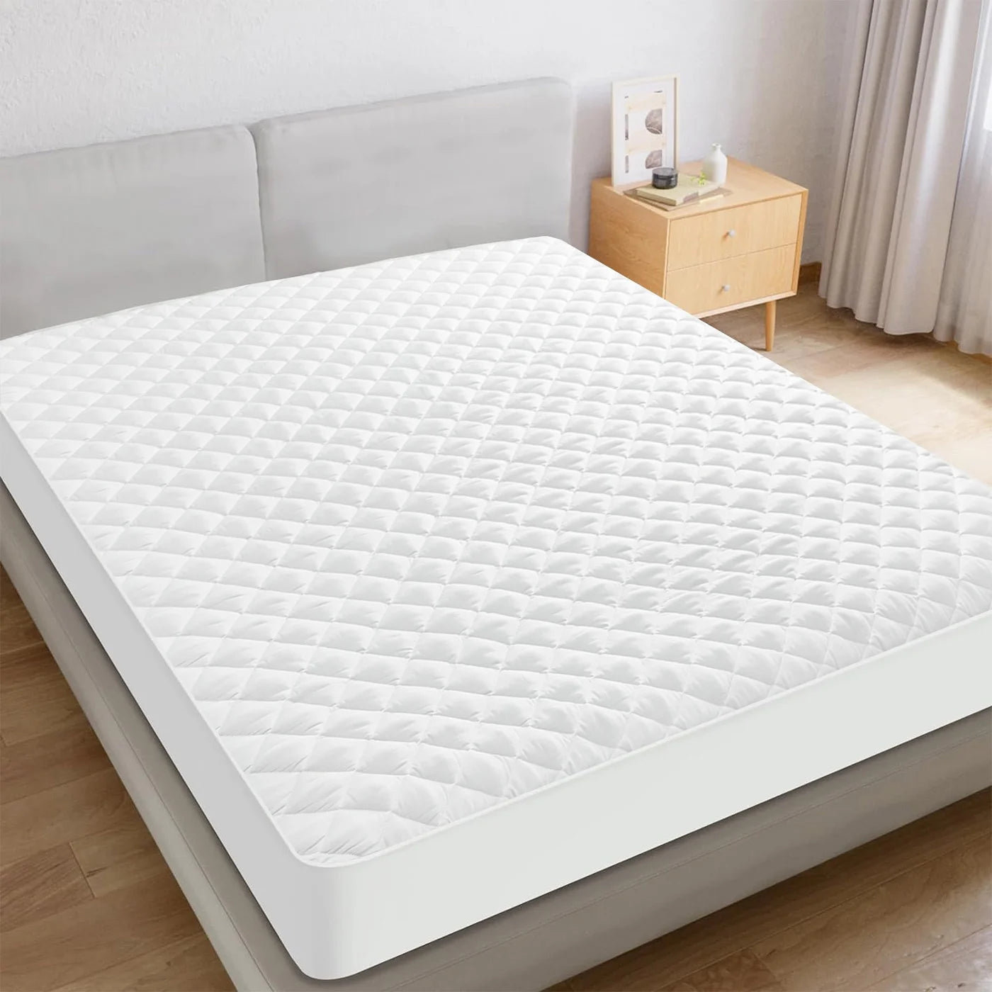 Full XL Mattress Protector Waterproof, Quilted Fitted Waterproof Mattress Pad with 8-21" Deep Pocket, Breathable Noiseless Fitted Sheet Mattress Cover, White